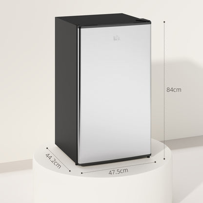 Under Counter Fridge, 91L Small Fridge with Chiller Box, Removable Shelf, Reversible Door, Adjustable Legs, Mini Refrigerator,  Silver Tone