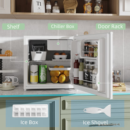 46 Litre Table Top Mini Fridge, Small Fridge with Ice Box, Reversible Door, Adjustable Temperature and Legs for Bedrooms, Home Office, Cream