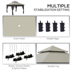 Outsunny 3 x 3(m) Pop Up Gazebo with Mosquito Netting, 1 Person Easy up Marquee Party Tent with 1-Button Push, Double Roof, Carry Bag, Sandbags, Height Adjustable Instant Shelter, Grey