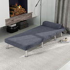 HOMCOM Single Velvet-Feel Sleeper Chair - Charcoal Grey