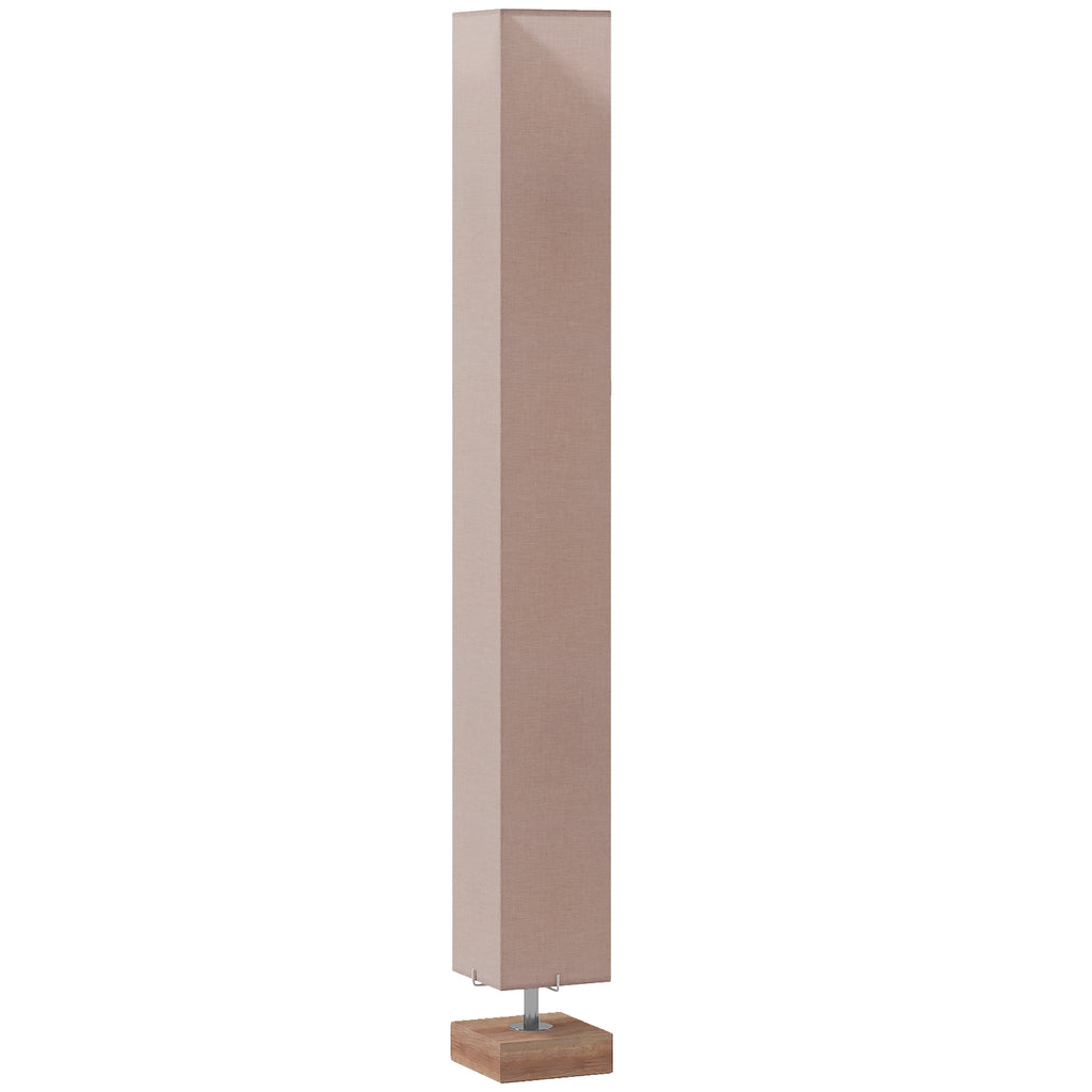 Floor Lamp, 120cm Standing Lamp with Linen Lampshade, Standard Light with Pine Wood Base for Living Room, Bedroom (Bulbs Not Included)
