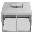 Outsunny 3 x 3 m Gazebo, Netting Party Tent, Patio Canopy Outdoor Event Shelter with Double Tier Roof, Light Grey