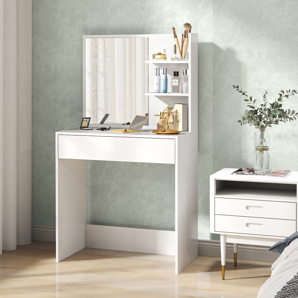 HOMCOM Dressing Table with Mirror and Storage - White