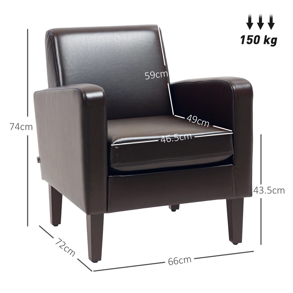 HOMCOM Faux Leather Simple Armchair - Brown