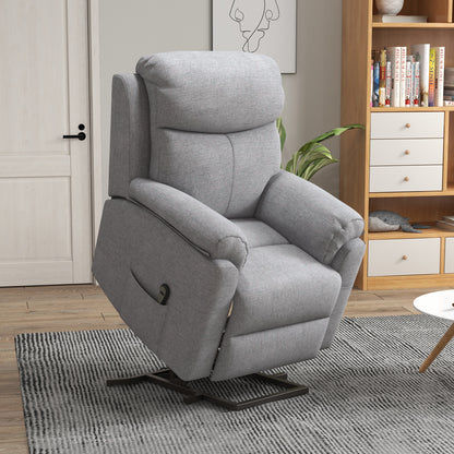 Power Lift Recliner Chair, Electric Lift Chair for Elderly, Overstuffed Linen Fabric Riser and Reclining Armchair with Remote Control, Side Pockets, for Living Room, Grey