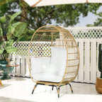 Outsunny Rattan Egg Chair with Cushions and Pillows, Khaki