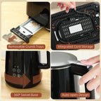 Polished Stainless Steel Kettle and Toaster Set - Black