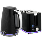 Modern Kettle and Toaster Set - Black