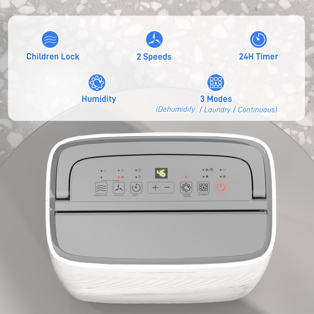 16L Multi-Mode Dehumidifier, with Wheels - White
