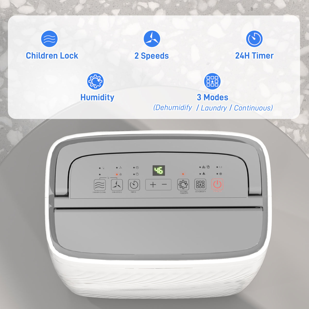16L Multi-Mode Dehumidifier, with Wheels - White