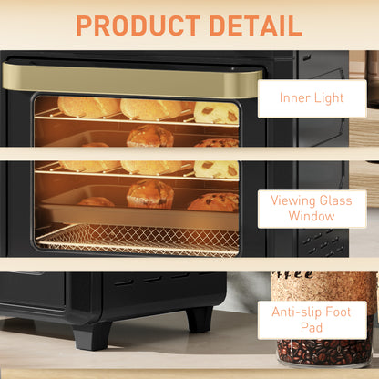 10L Air Fryer Oven, Mini Oven, Oil Free Cooking, Grill, Roast, Bake, with Adjustable Temperature, Timer, Dishwasher Safe, 1000W, Black