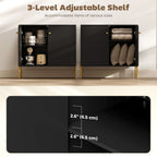 HOMCOM Sideboard Buffet Cabinet, Coffee Bar Cabinet with Fluted Doors and Adjustable Shelf, Black