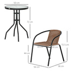 Outsunny 3 Pieces Rattan Bistro Set - Brown