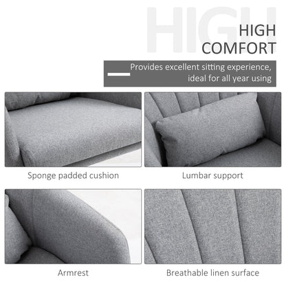Swivel Accent Chair, Linen Fabric Tub Vanity Chair, Modern Armchair with Adjustable Height and Lumbar Support for Living Room Bedroom Salon Make up Room Dressing Table, Light Grey