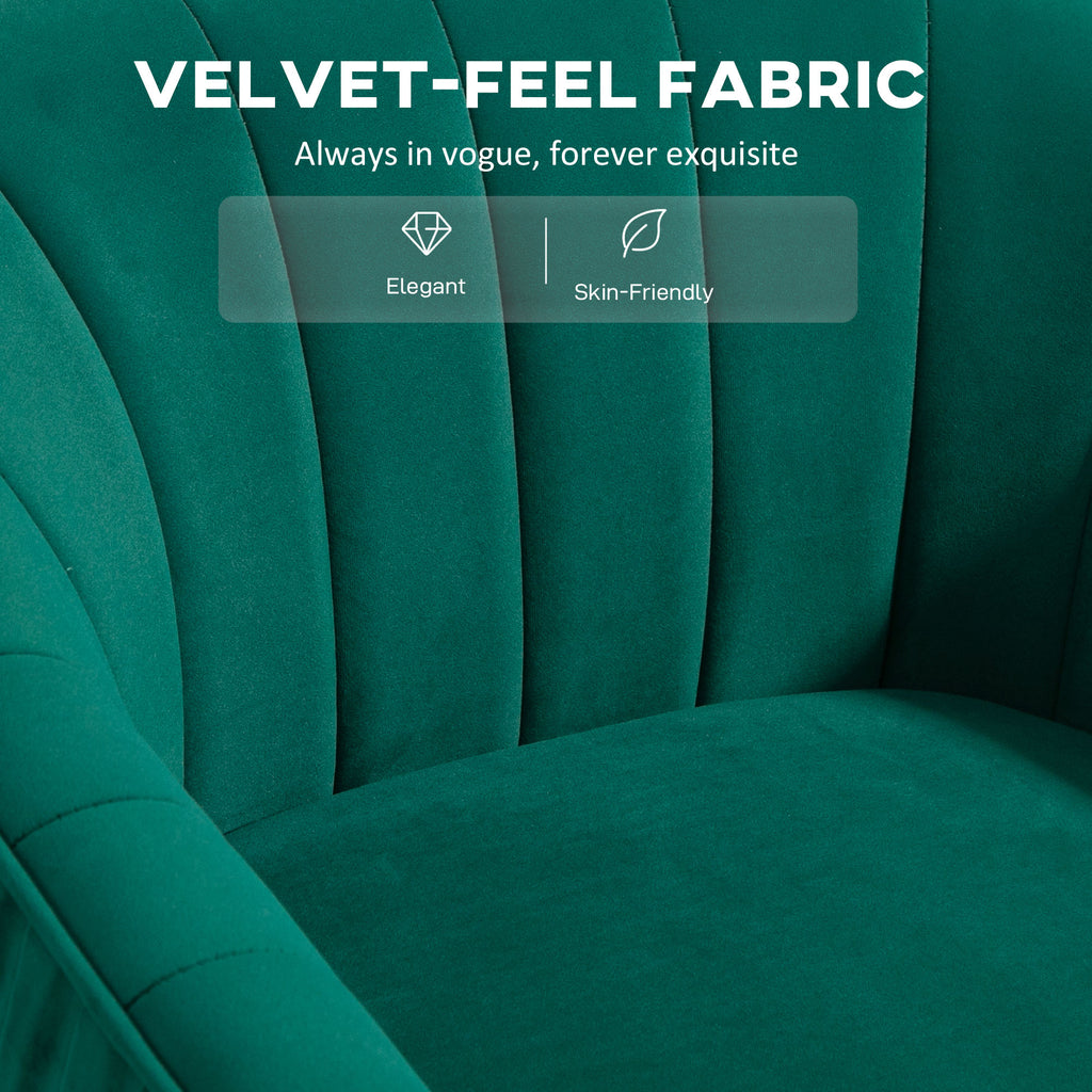 HOMCOM Velvet-Feel Shell Back Accent Chair - Green