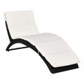 Outsunny Folding Sun Lounger, PE Rattan Garden Lounger Chair with Soft Padded Cushion, Ergonomic Curved Design Sun Bed for Balcony, Garden, Black