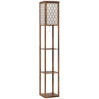 Three-Shelf Standing Lamp - Rustic Brown/White