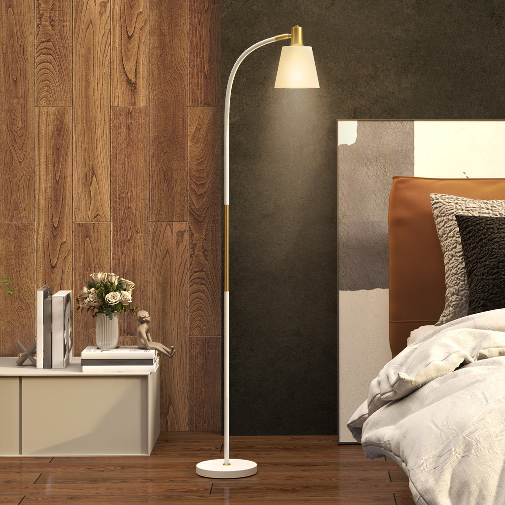Floor Lamp for Living Room, Spotlight Reading Standing Lamp with Adjustable Height, Rocker on/off Switch, Indoor Task Lighting for Bedroom, Office,  White (Bulb not Included)