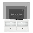 Modern TV Unit Cabinet for TVs up to 45 Inches, TV Stand with Drawers, Open Shelves, Cable Holes for Living Room, White
