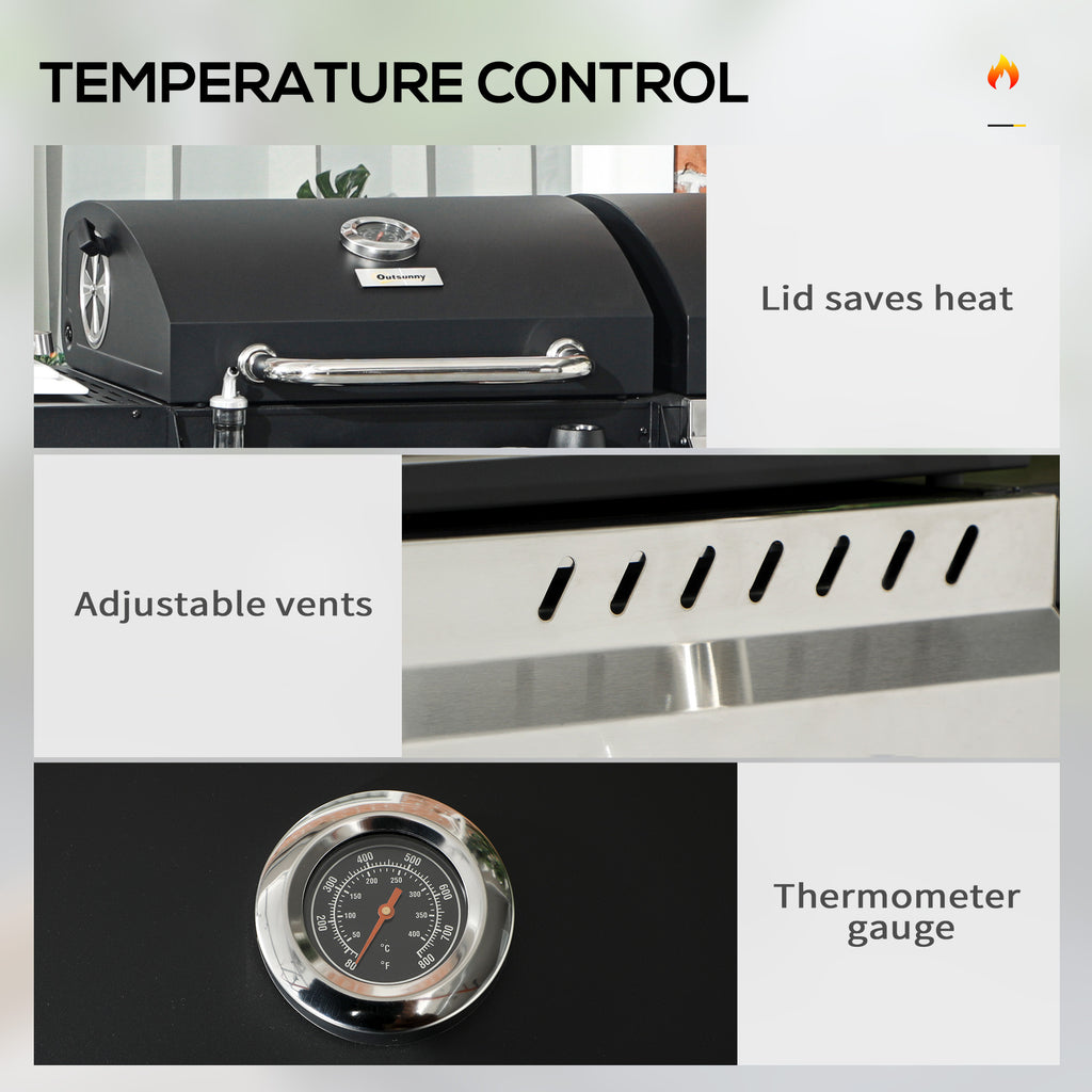Outsunny Dual Fuel BBQ Grill - Black