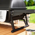 Outsunny Two-Burner Compact Gas Grill with 2 Folding Side Shelves - Black