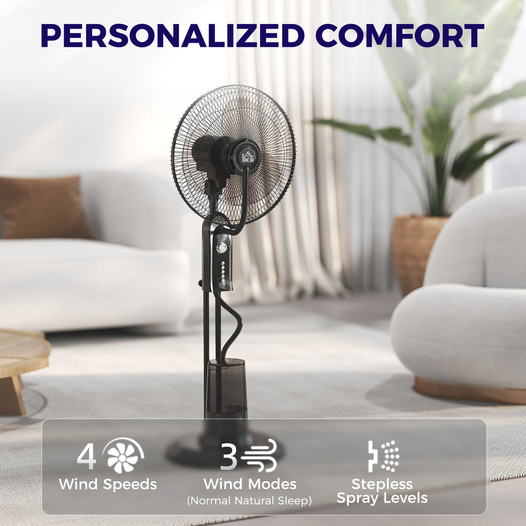 Pedestal Fan with Water Mist Spray, Spray Misting Fan with 70° Oscillation, Tilt Head, 3 Speeds, 3 Modes, Adjustable Mist, 3.2L Water Tank, for Home, 120 cm
