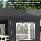 Outsunny 3 x 6m Pop-Up Gazebo, with Removable Walls - Black