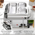 4.5L Stainless Steel Electric Buffet Server, with 3x Trays and Lids