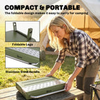 Outsunny Portable BBQ Grill, Charcoal Barbecue Grill with Adjustable Grates, Foldable Legs, Side Shelf for Camping Travel, Green