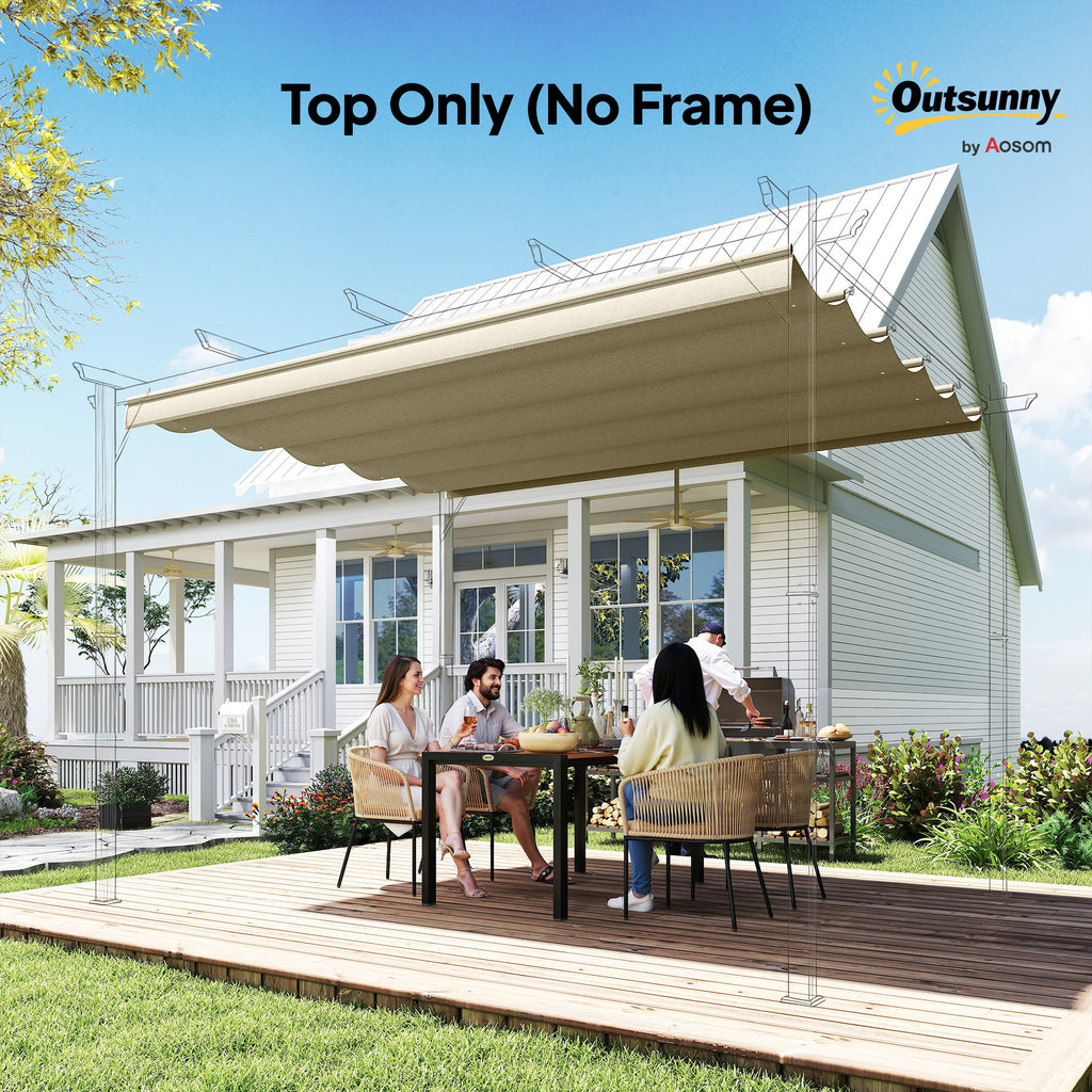 Outsunny Retractable Pergola Cover, 2.55 x 2.5 m Replacement Canopy Fabric for 3 x 3 m Frame, Roof Top Only, Beige