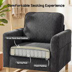 HOMCOM Accent Chair with Pocket Spring, Modern Industrial Armchair with Metal Legs for Livingroom Dark Grey