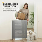 PawHut Retractable Pet Safety Gate, Folding Dog Barrier, Grey