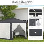 Outsunny 4M Hexagon Gazebo, Netting Party Tent, Patio Canopy Outdoor Event Shelter for Activities, Shade Resistant, Dark Grey