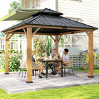 Outsunny 3.5 x 3.5m Outdoor Hardtop Gazebo Canopy with Two-tier Metal Roof, Black