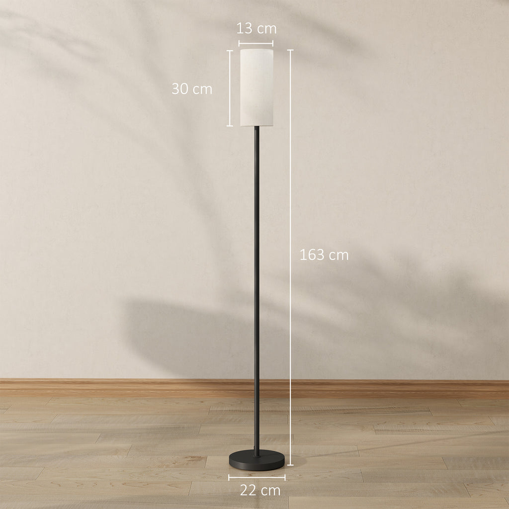 Floor Lamp for Living Room, Modern Standing Lamp with Linen Shade & Foot Switch, Minimalist Tall Pole Lampshade for Bedroom, Office, White