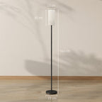 Floor Lamp for Living Room, Modern Standing Lamp with Linen Shade & Foot Switch, Minimalist Tall Pole Lampshade for Bedroom, Office, White
