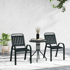 Outsunny 3 Pieces Patio Bistro Set with Stackable Chairs, Tempered Glass Table, for Outdoor, Balcony, Patio, Garden Charcoal Grey