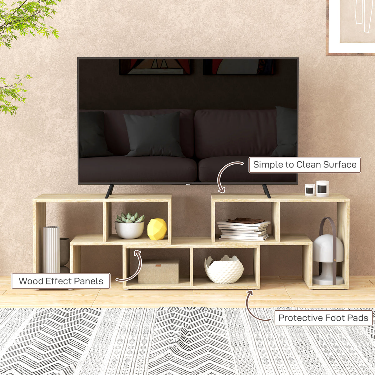 Three-Block Modular TV Stand - Grey Wood-Effect