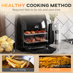 12L 8 in 1 Digital Air Fryer Oven with Roast, Bake, Dehydrate, 8 Preset Modes, Rapid Air Circulation, Timer, Inner Light, Memory Function, 1800W, Dish Wash Accessory, Black