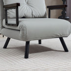 HOMCOM 4-in-1 Velvet-Feel Single Chair Bed, with Pillow - Light Grey