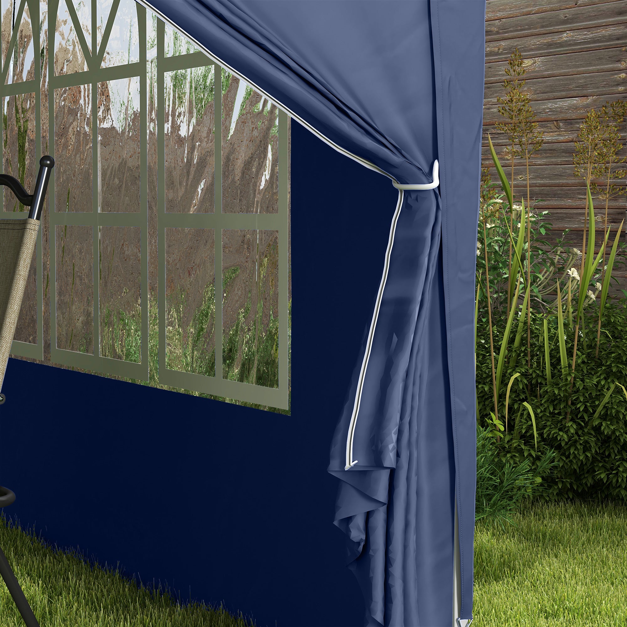 Outsunny 3 x 3 m Garden Pop Up Gazebo, Wedding Party Tent Marquee, Water Resistant Awning Canopy with Sidewalls, Windows, Carry Bag, Blue