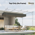 Outsunny Retractable Pergola Cover, 3.5 x 2.6 m Replacement Canopy Fabric for 4 x 3 m Frame, Roof Top Only, Light Grey