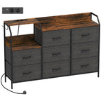 HOMCOM Chest of Eight Drawers, with Charging Station - Brown/Black