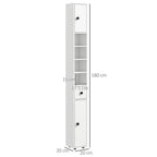 kleankin 180cm Slim Bathroom Cabinet with 9-layered Independent Storage for Family-friendly Storage  - White