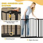 PawHut Metal 74-100cm Adjustable Pet Gate Safety Barrier w/ Auto-Close Door Black