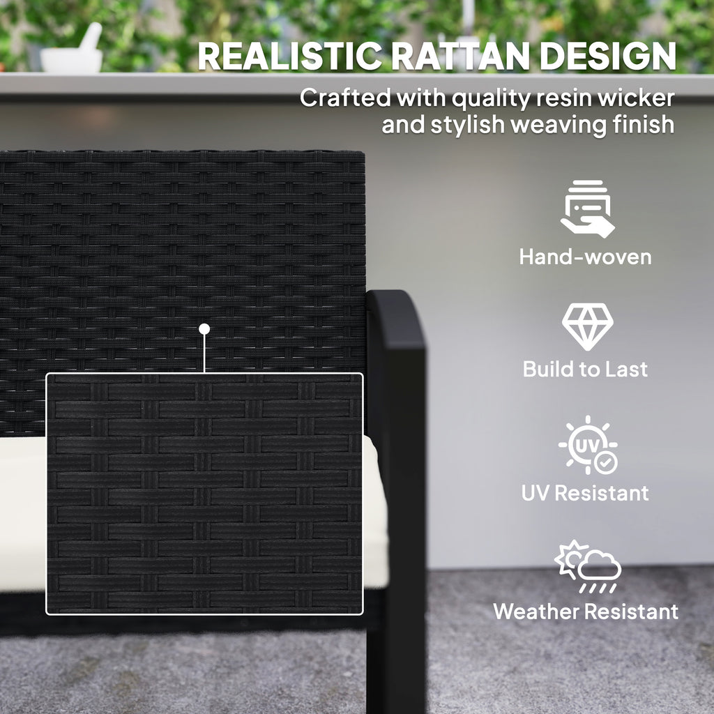 Outsunny Two-Seater Rattan Garden Bench - Beige