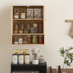 HOMCOM Bathroom Wall Cabinet with Adjustable Shelf - Oak