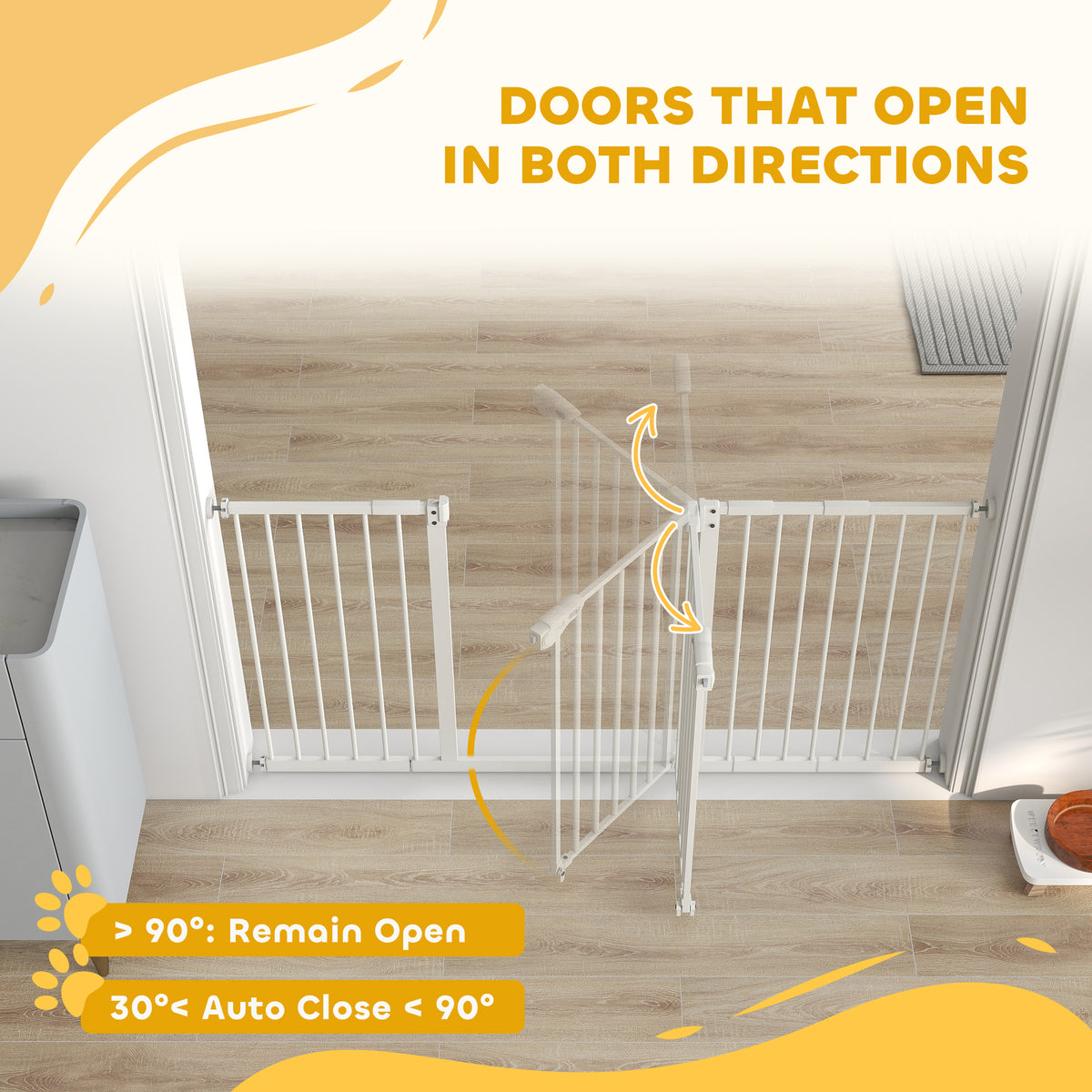 PawHut Adjustable Safety Gate w/ Three Extensions, Four Adjustable Screws, White