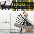 Outsunny Rattan Sun Lounger, Garden Recliner with 5 Position Adjustable Back, S Shaped Texteline Seat, Headrest, Cream White