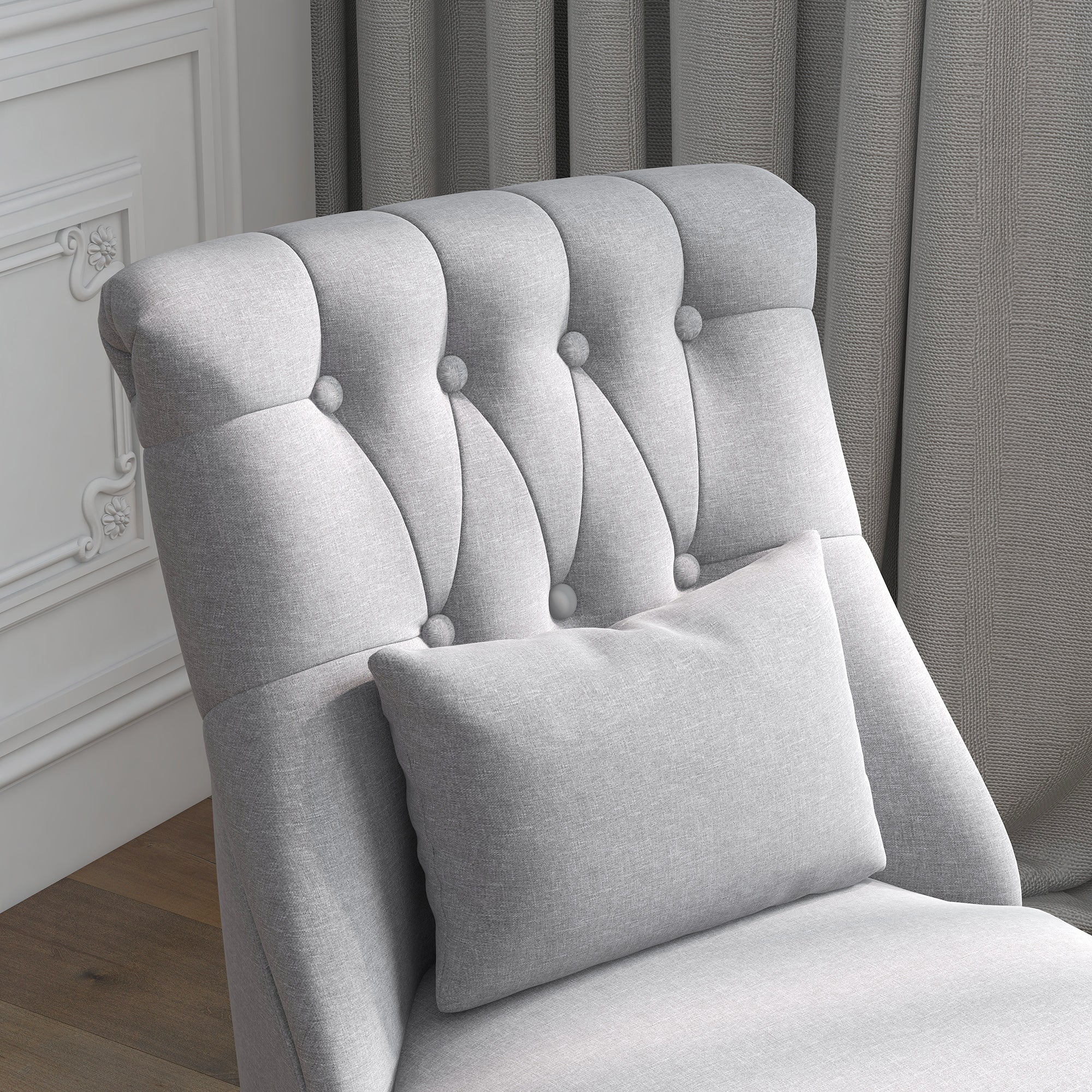 HOMCOM Tub Chair, Armless Single Sofa, Modern Button Tufted Armchair, Upholstered Linen Fabric Longue Accent Chair for Living Room, Bedroom, Set of 2, Grey